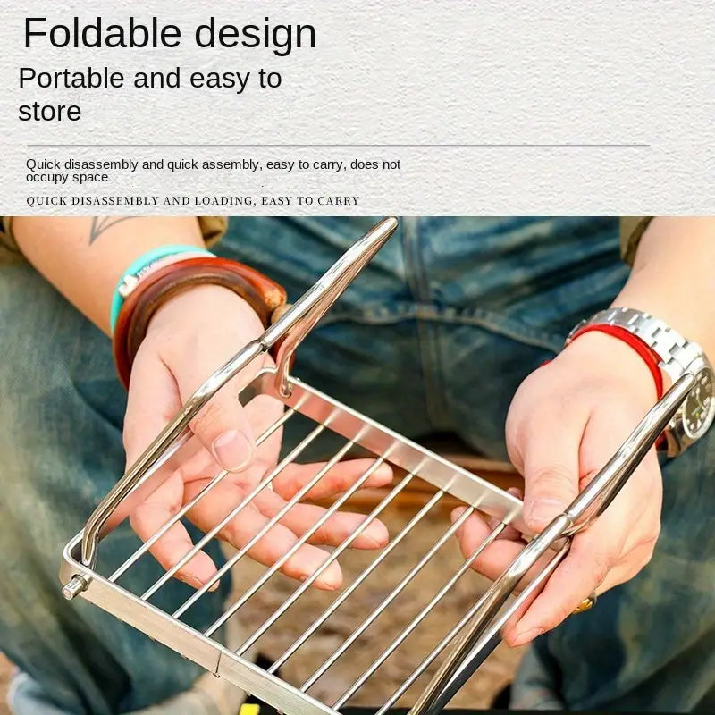 Portable Foldable Camping Stove Rack - Space-Saving & Sturdy