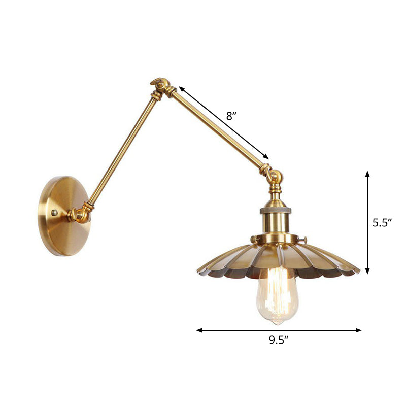 Antique Brass Wall Lamp Swing Arm Vintage Light