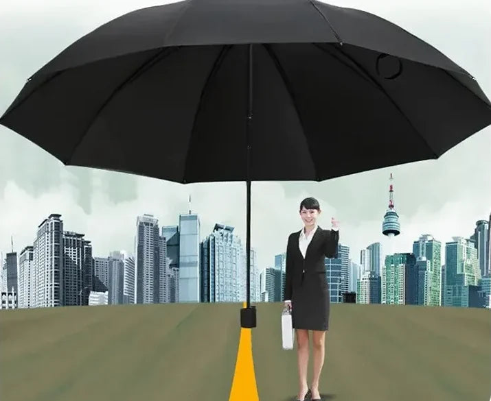 Big Windproof Waterproof Manual Umbrella - Large & Sturdy