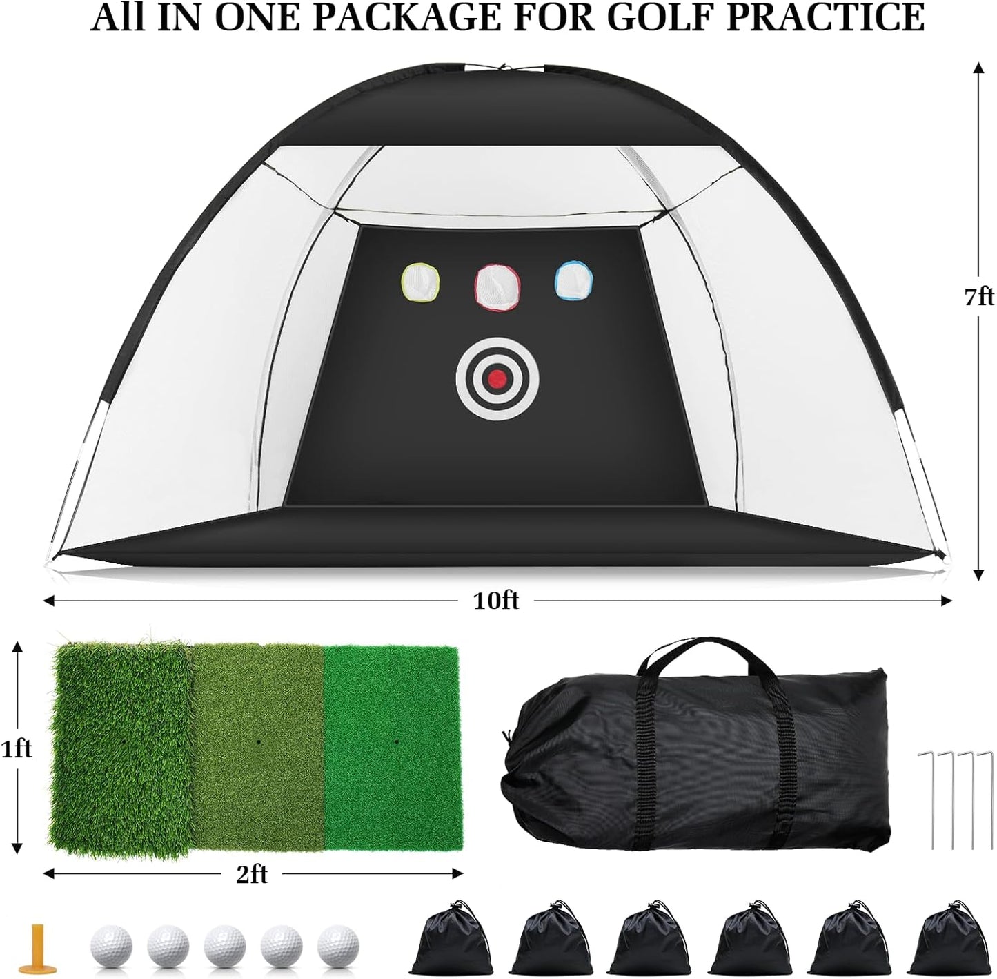 Golf Practice Net - Portable, Indoor/Outdoor Training Aid