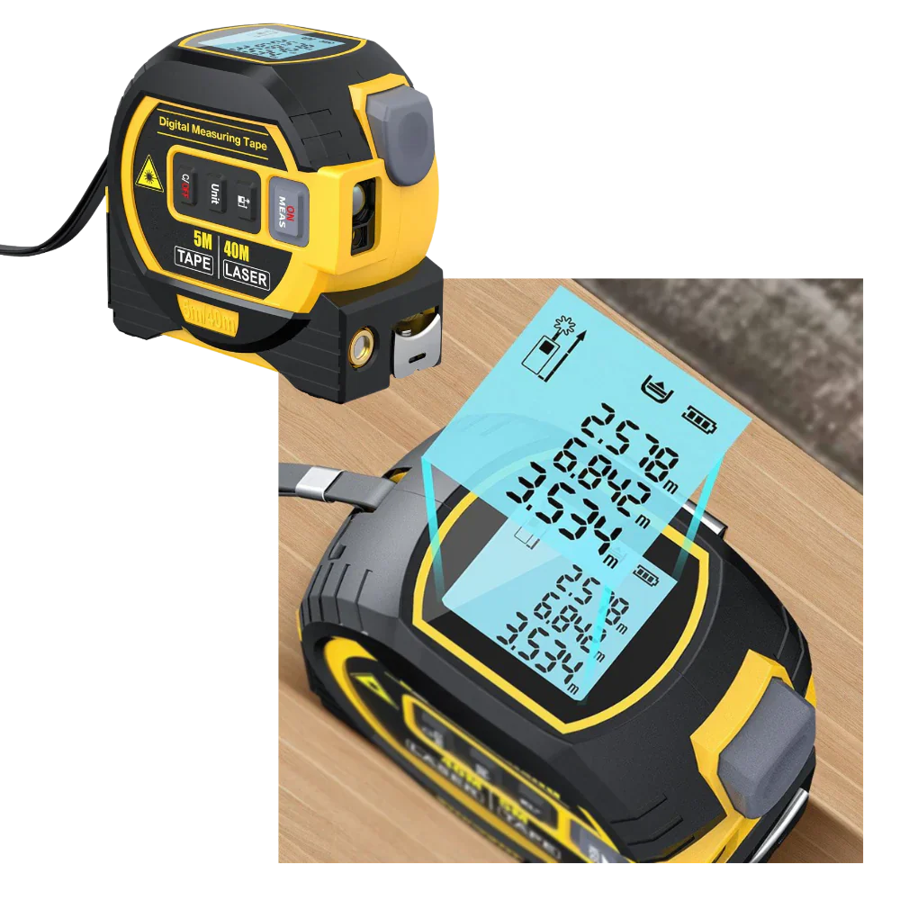3-in-1 Laser Tape Measure – Volume Measurement Tool 40M