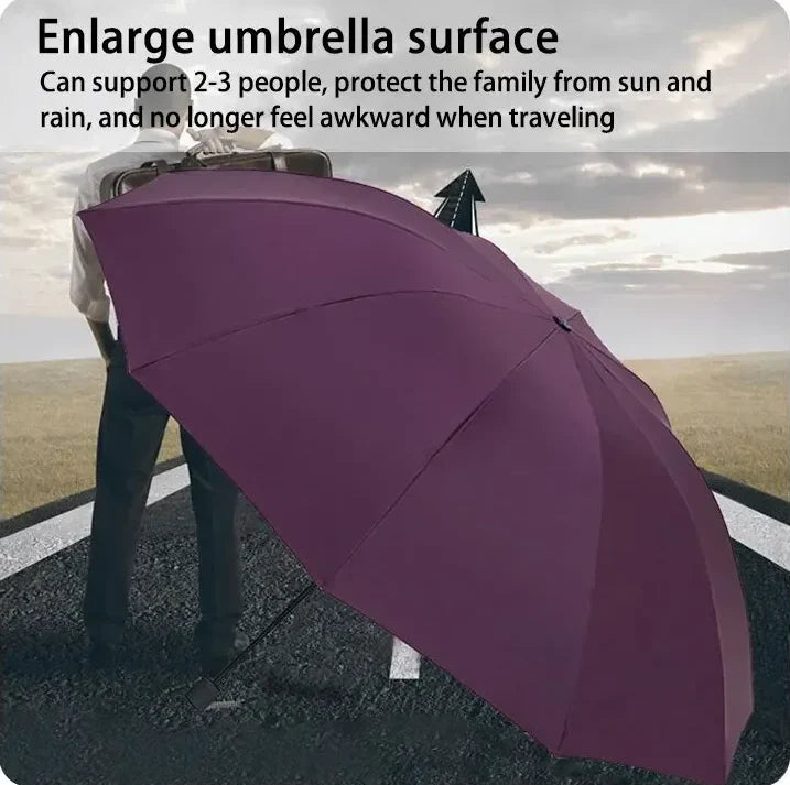 Big Windproof Waterproof Manual Umbrella - Large & Sturdy