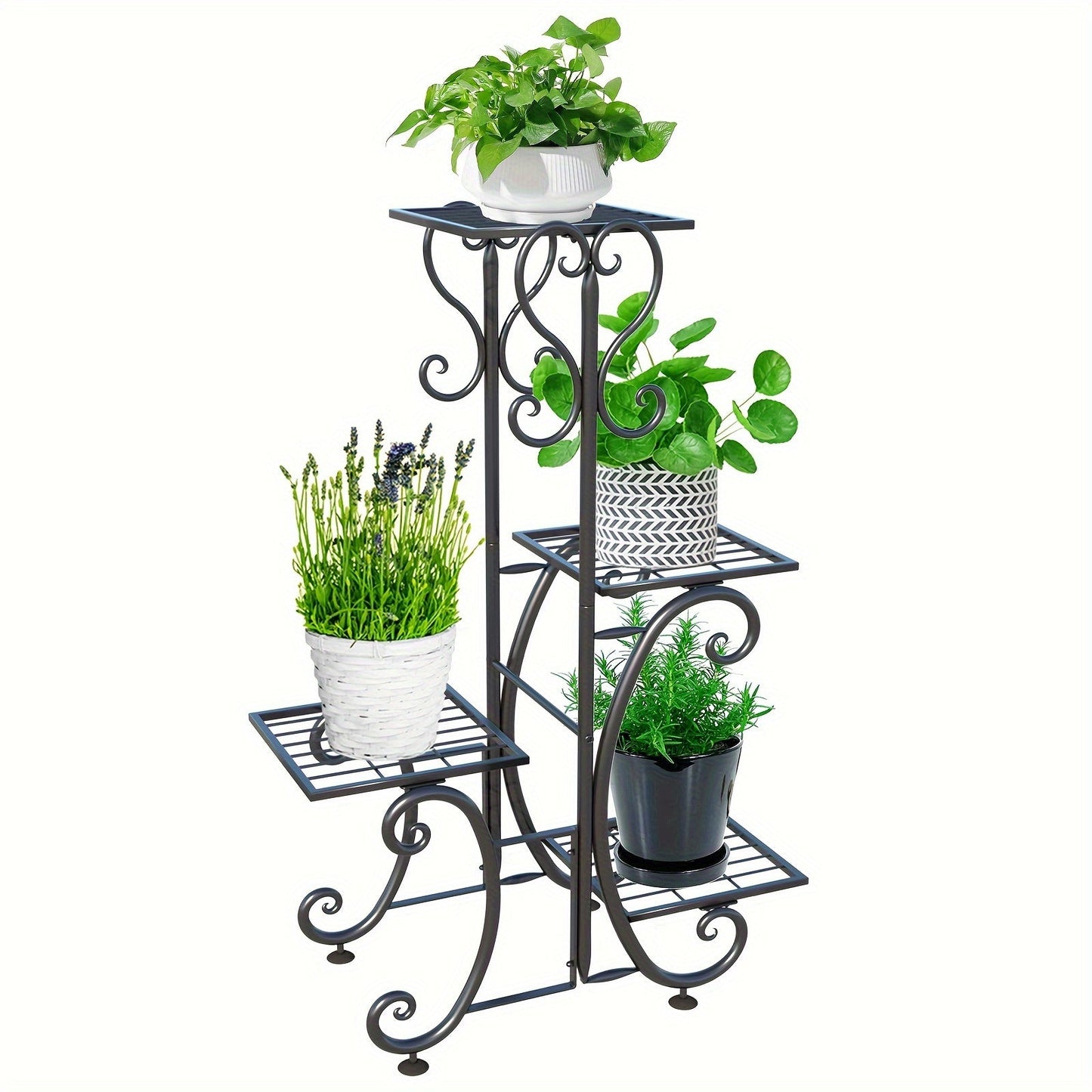 4-Tier Metal Plant Stand – Corner Shelf for Indoor Plants