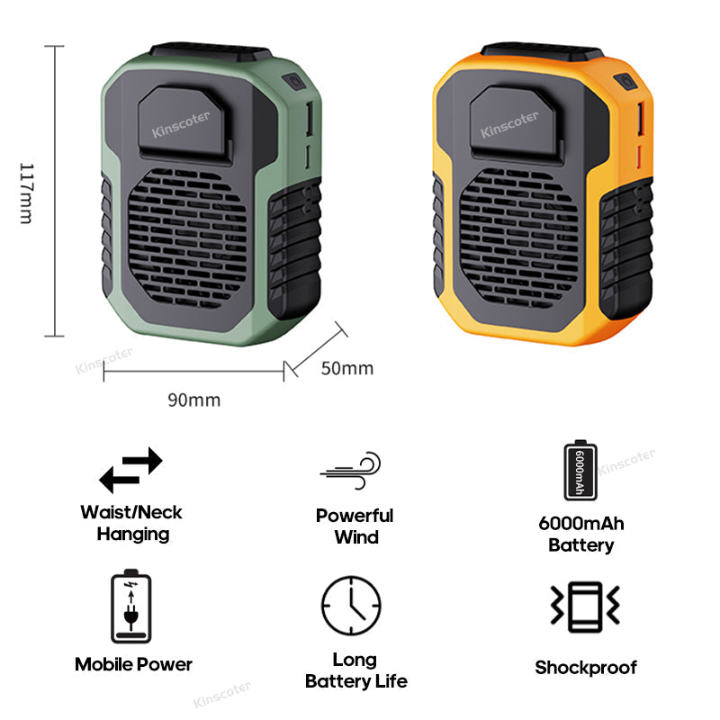 6000mAh Portable Neck & Chest Fan - Rechargeable & Hands-Free