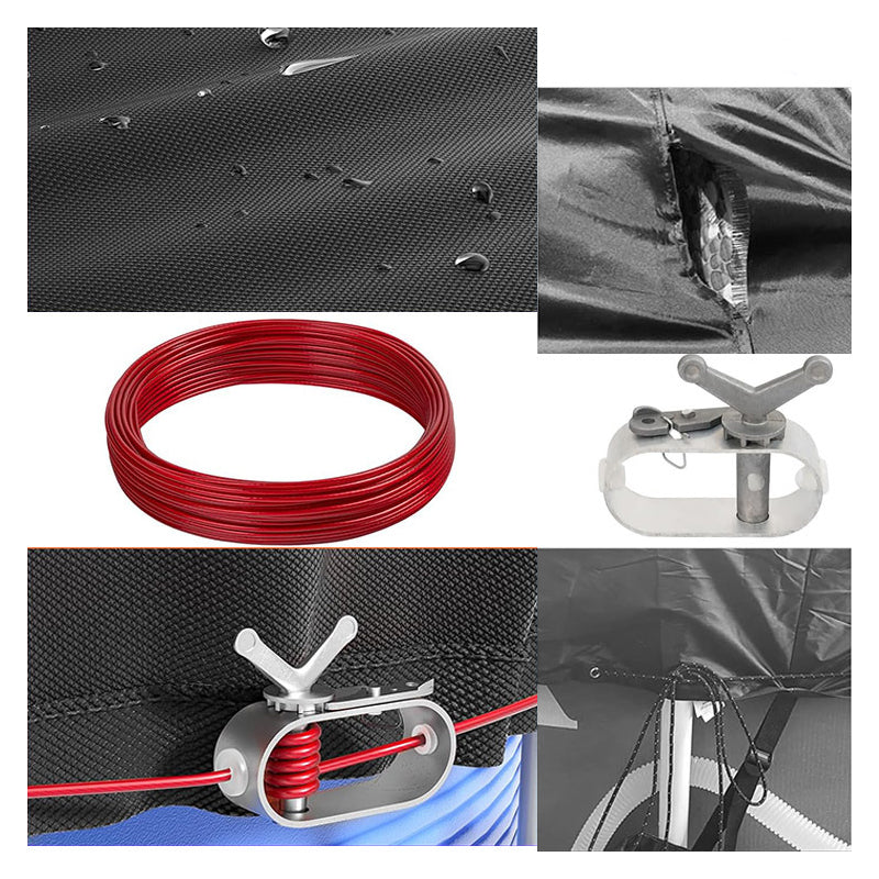 Round pool cover waterproof with tension cable system