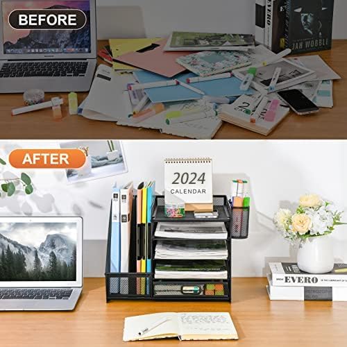5-Tier Mesh Desk Organiser with Drawer & Pen Holders
