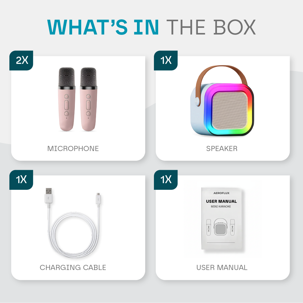Mini Karaoke Machine for Kids - 2 Microphones, Bluetooth