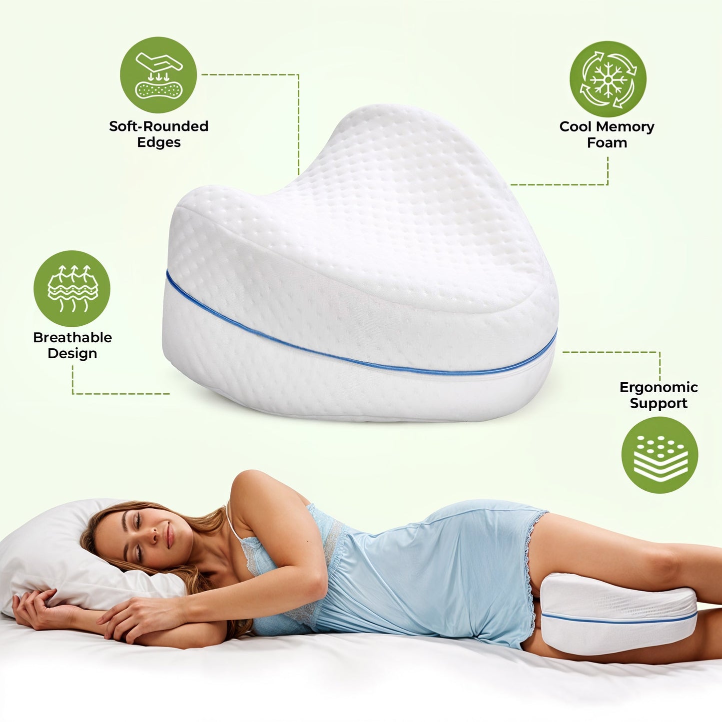 Memory Foam Knee Pillow β Back Pain Relief & Side Sleepers