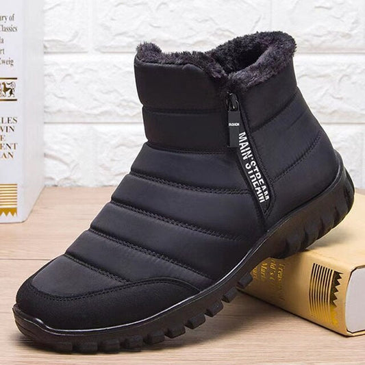 Zipper Snow Ankle Boots – Waterproof & Warm Winter Footwear for Men with Easy On/Off Design