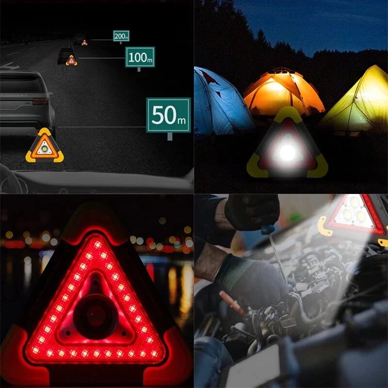 2-IN-1 Solar Emergency Triangular Roadside Signal Light