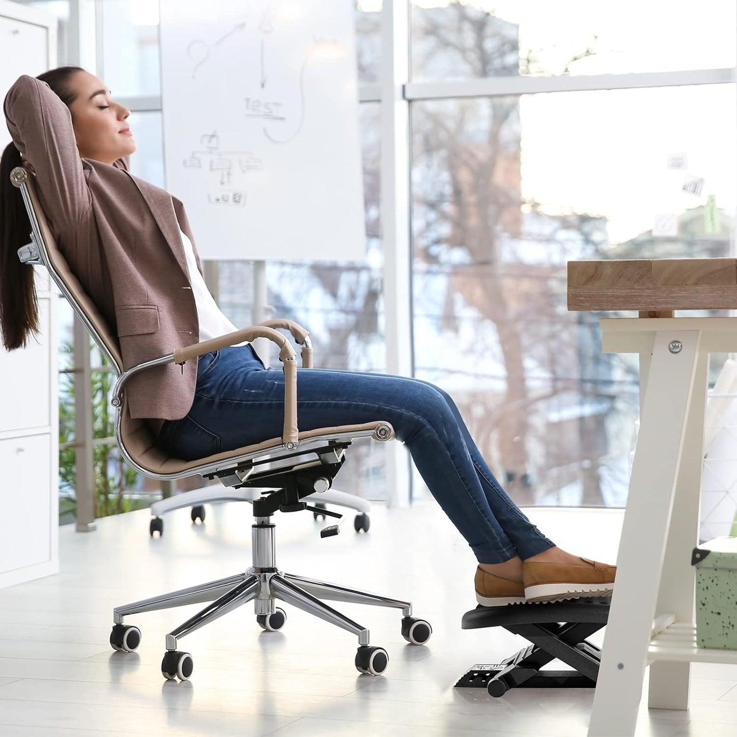 Adjustable Under Desk Foot Rest β Ergonomic Acupressure