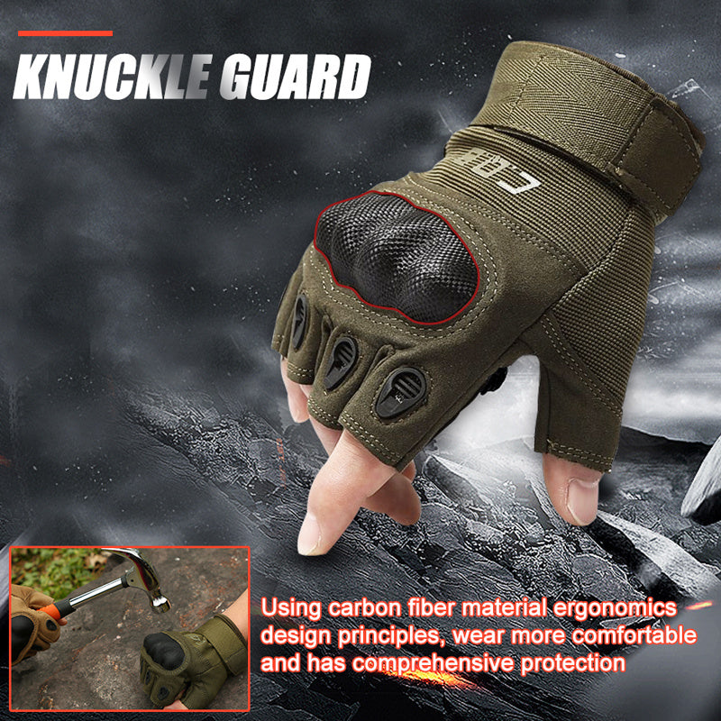Military Tactical Gloves – Half Finger, Knuckle Protection