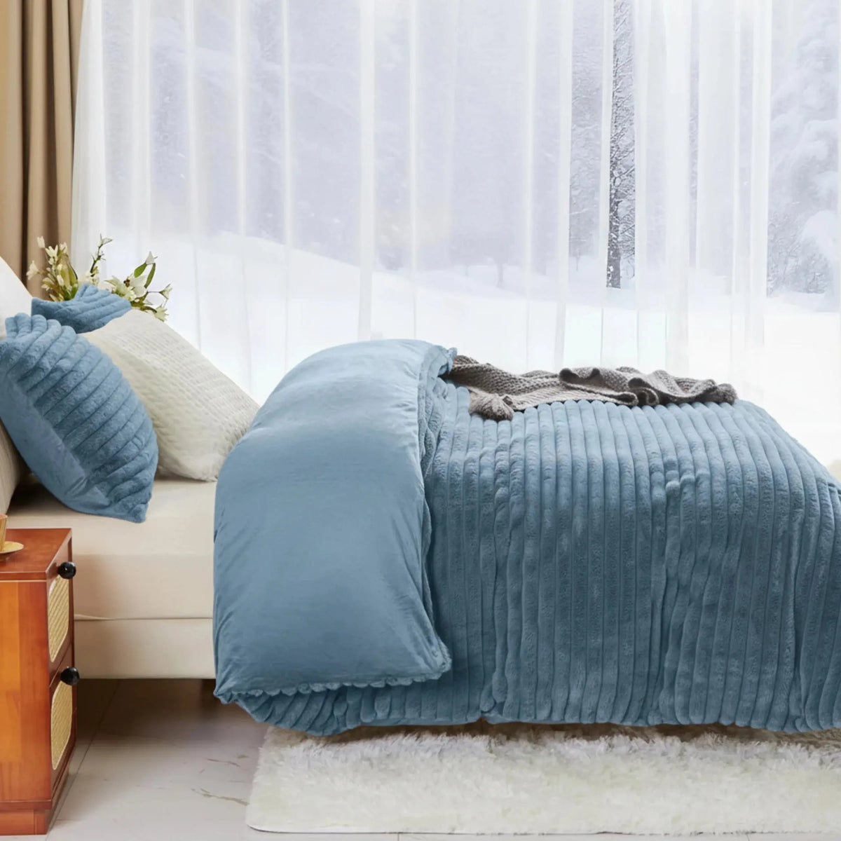 Winter Flano Fleece Duvet Cover Set – 3 Pieces