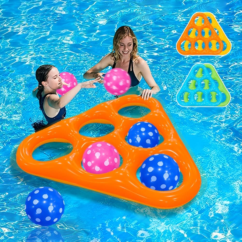 Inflatable triangle pool throw game with six balls – image 3