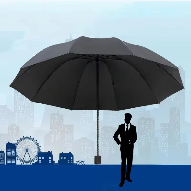 Big Windproof Waterproof Manual Umbrella - Large & Sturdy
