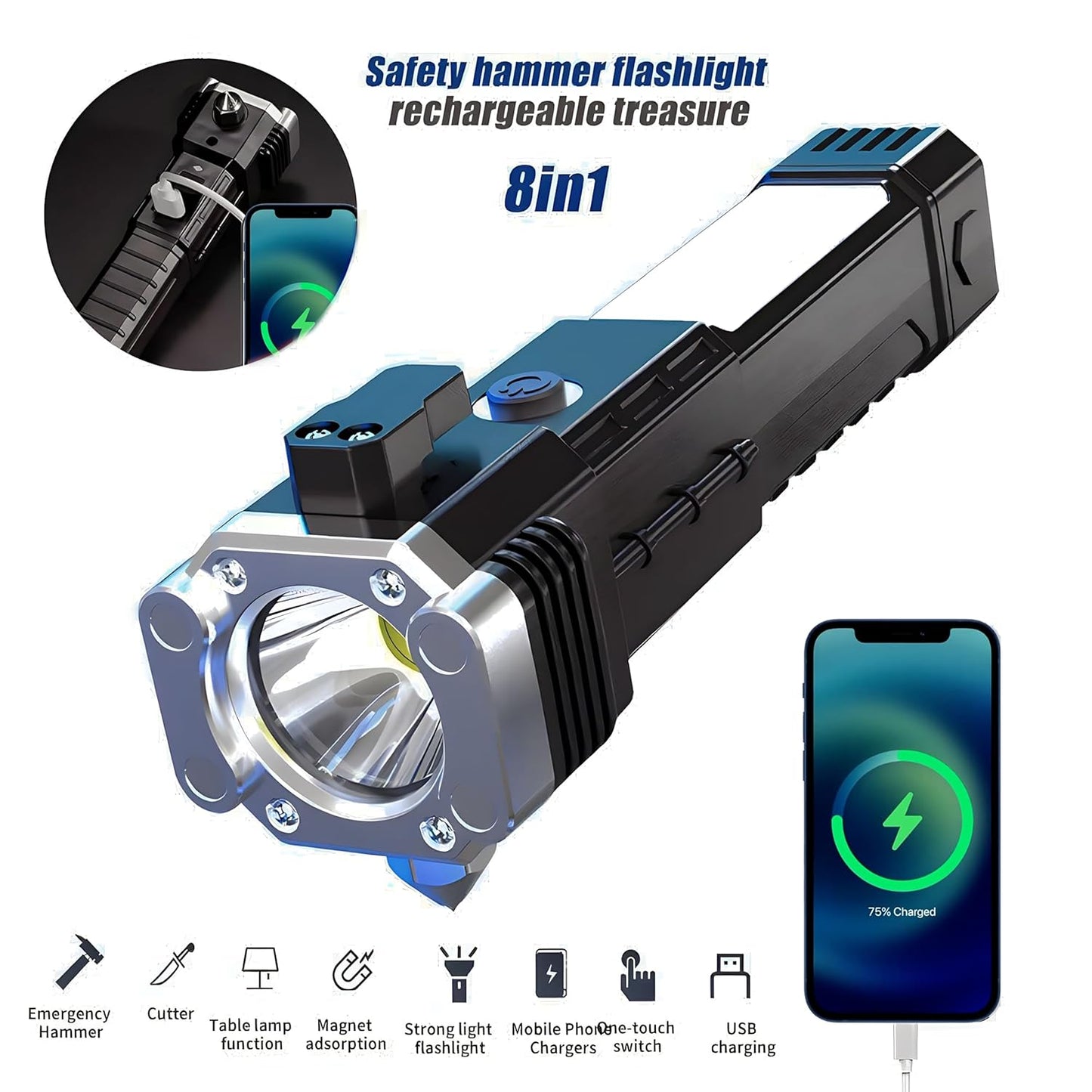 High-Power Tactical Flashlight - LED, Long Distance Beam