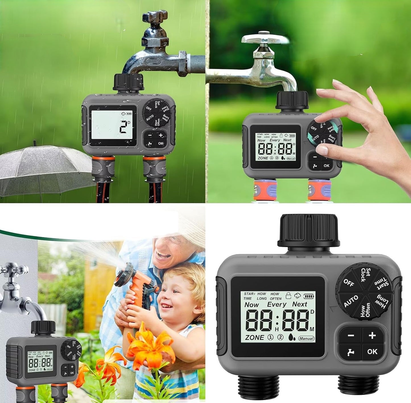 Dual-Outlet Smart Water Timer – Automatic Garden Irrigation