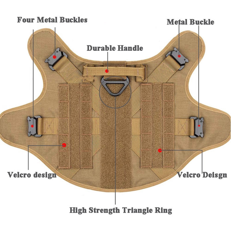 Tactical Dog Harness Vest – Adjustable w/ Handle for GSD