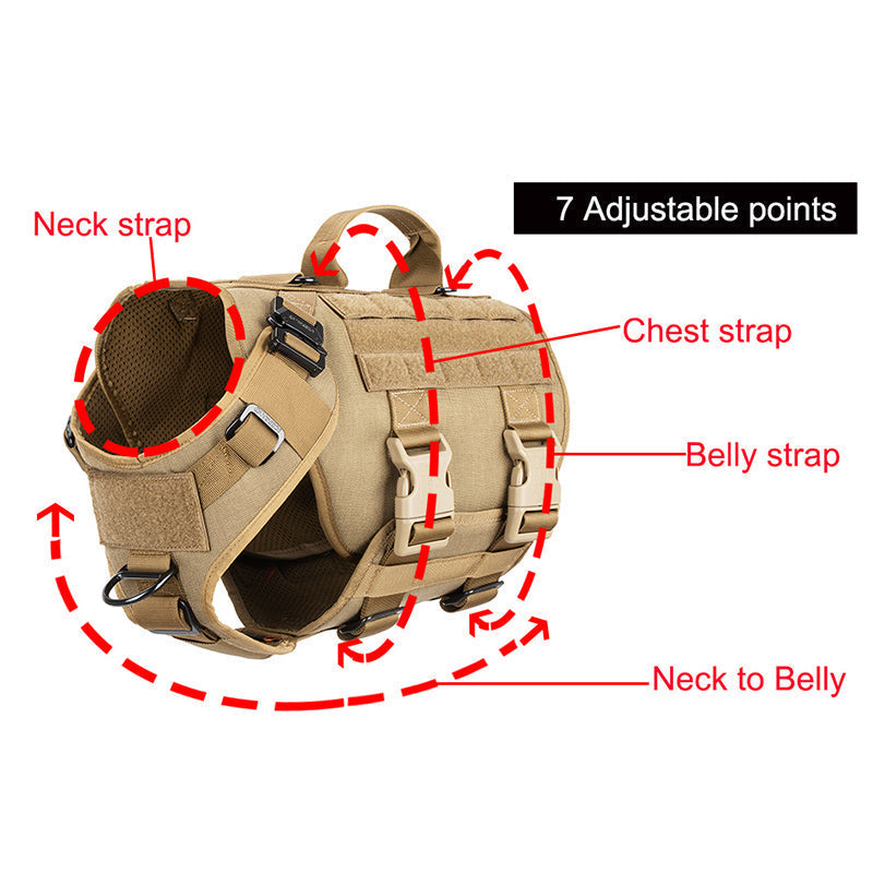 Tactical Dog Harness Vest – Adjustable w/ Handle for GSD