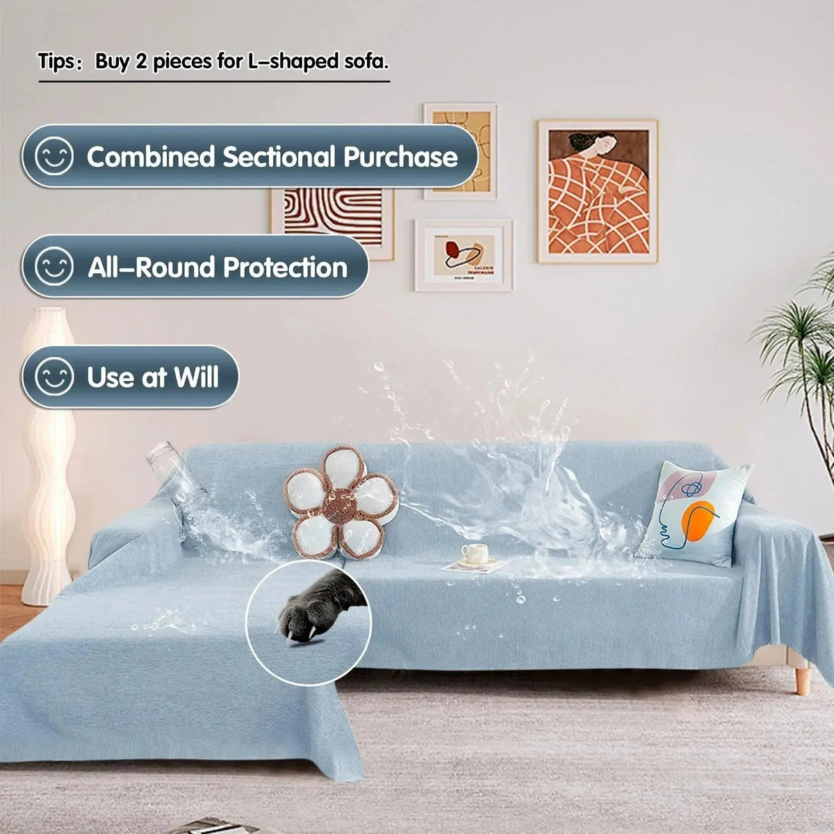 Solid Colour Waterproof Sofa Cover