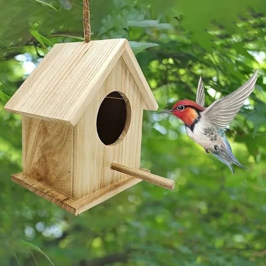 Wooden Hanging Bird House – Outdoor Nest Box Shelter