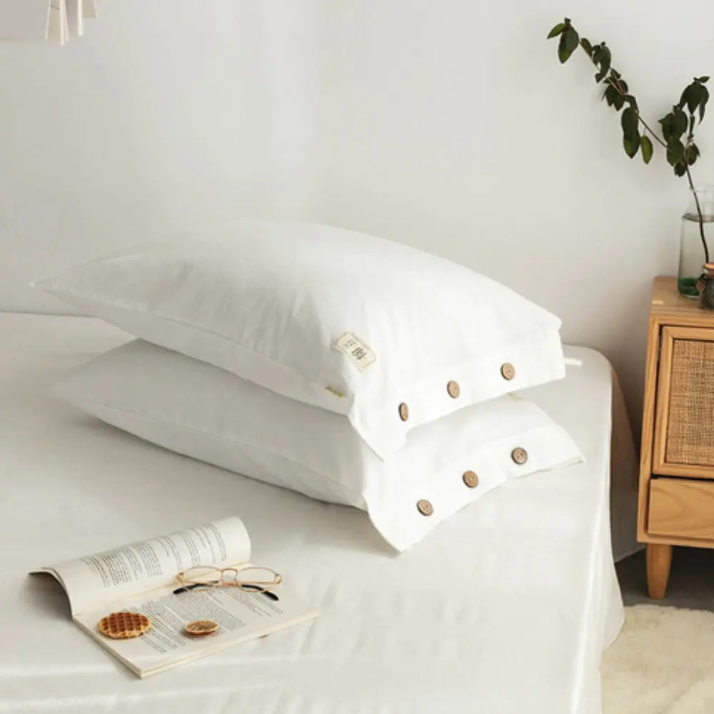 Solid Cotton Pillowcase Set – 2 Pieces