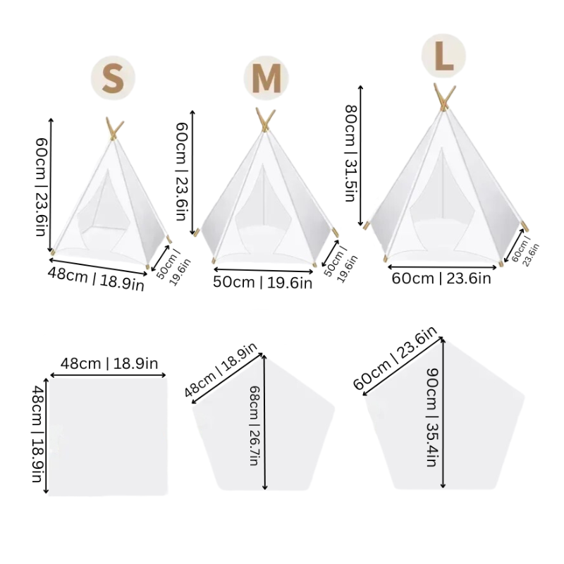 Canvas Pet Teepee Tent - Cozy Dog & Cat Bed