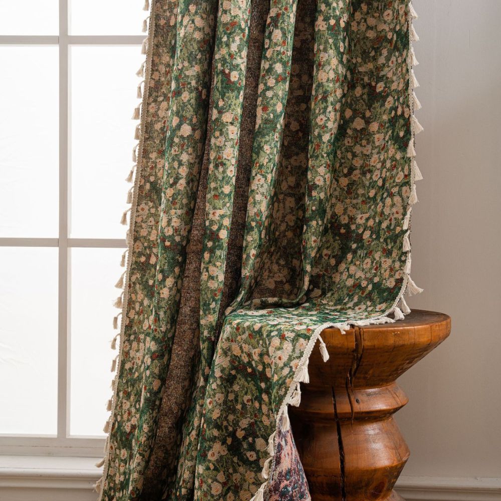 Vintage Floral Curtain French Style Window Drapes