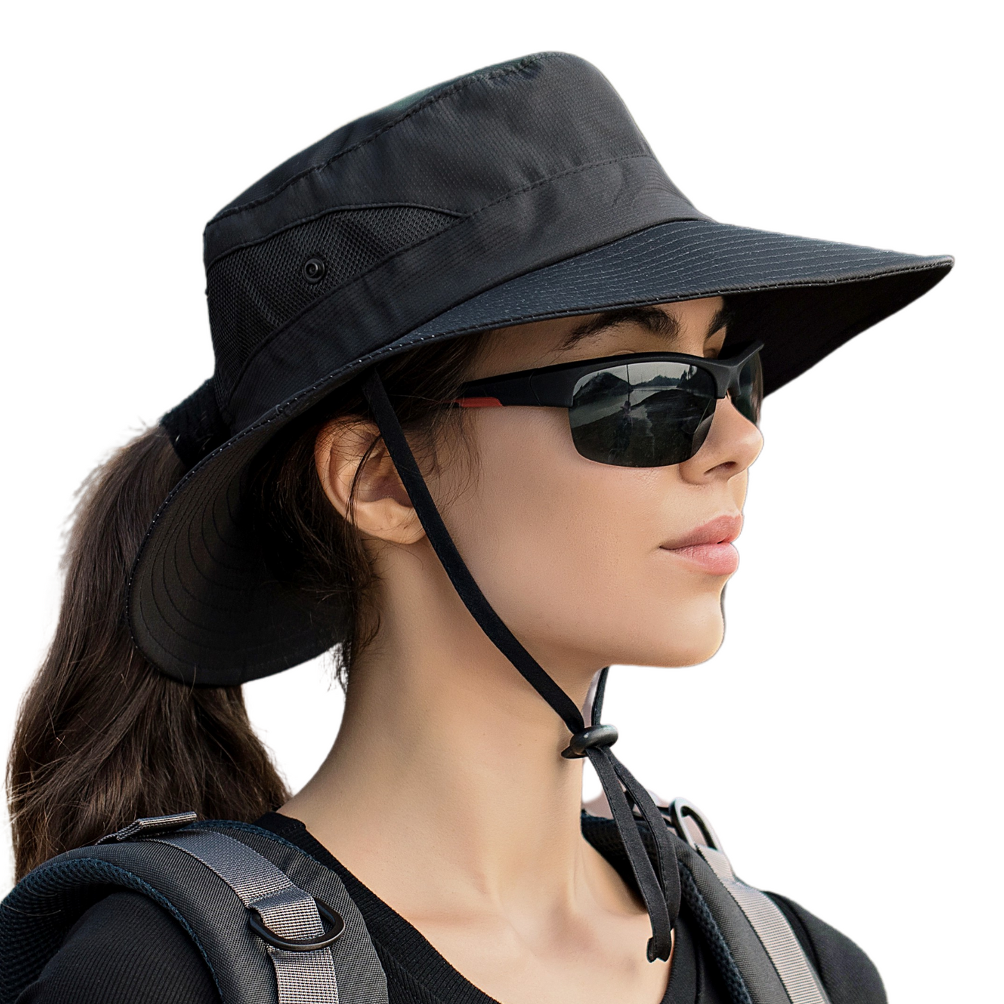Wide Brim Sun Hat with Ponytail Hole – UV Protection