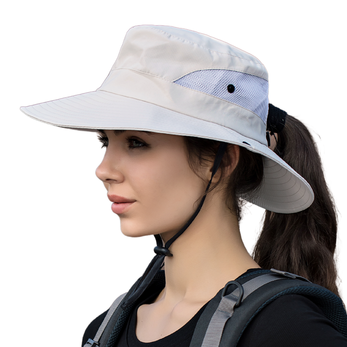 Wide Brim Sun Hat with Ponytail Hole – UV Protection