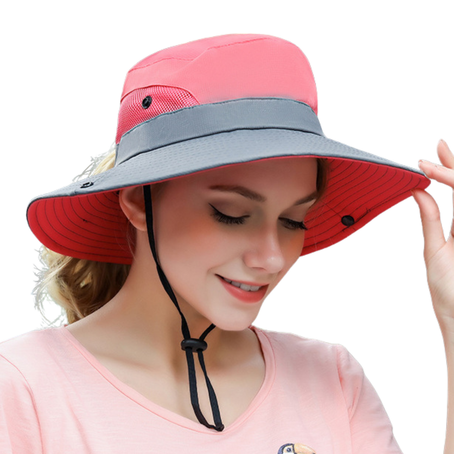 Wide Brim Sun Hat with Ponytail Hole – UV Protection