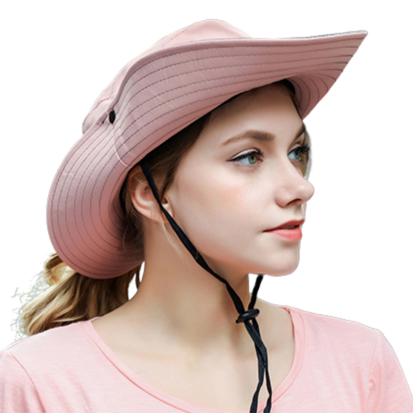 Wide Brim Sun Hat with Ponytail Hole – UV Protection