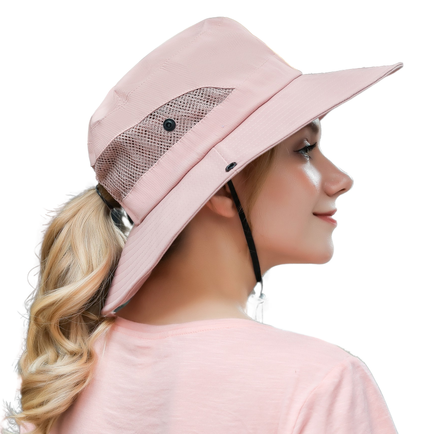 Wide Brim Sun Hat with Ponytail Hole – UV Protection