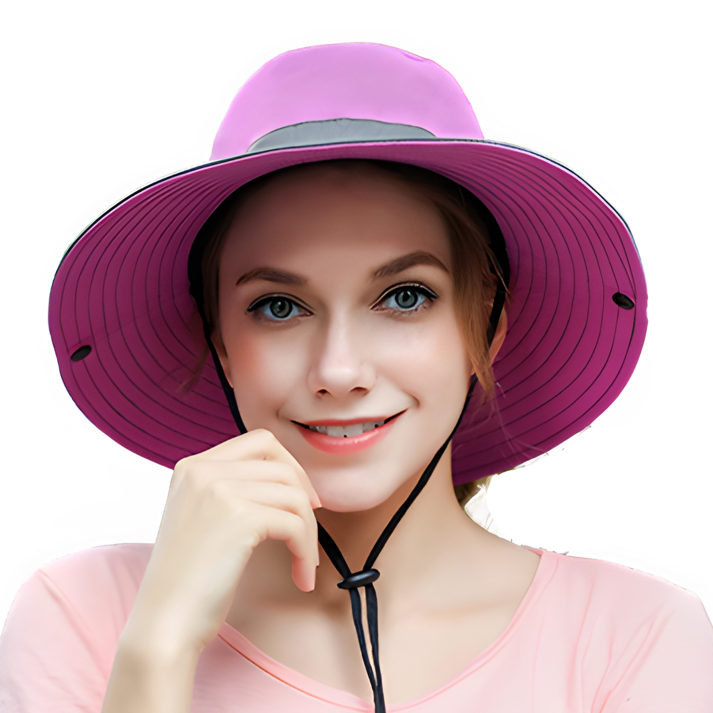 Wide Brim Sun Hat with Ponytail Hole – UV Protection