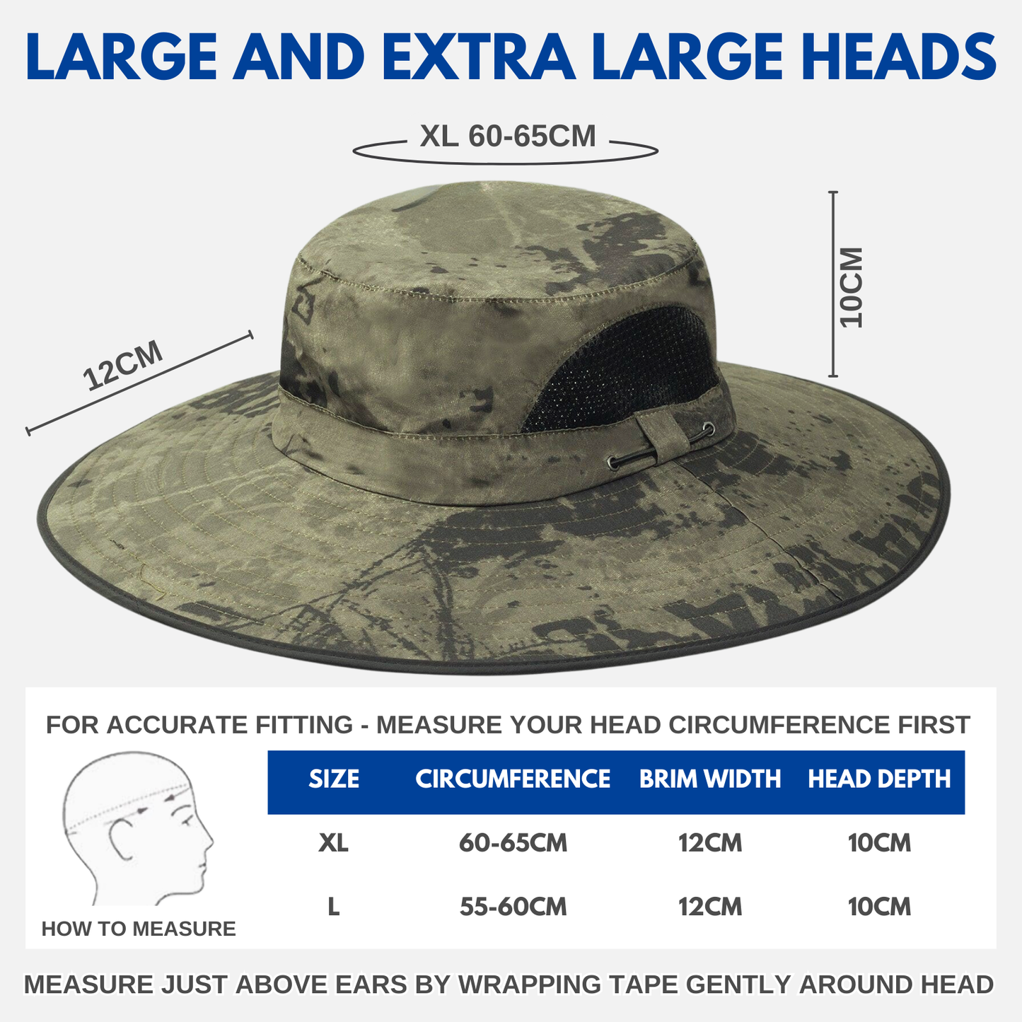 Extra Wide Brim Sun Hat for Big Heads – UV Protection