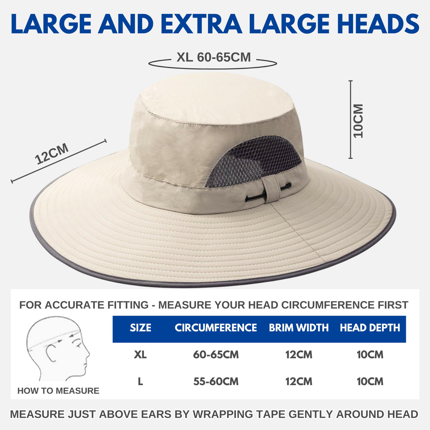 Extra Wide Brim Sun Hat for Big Heads – UV Protection