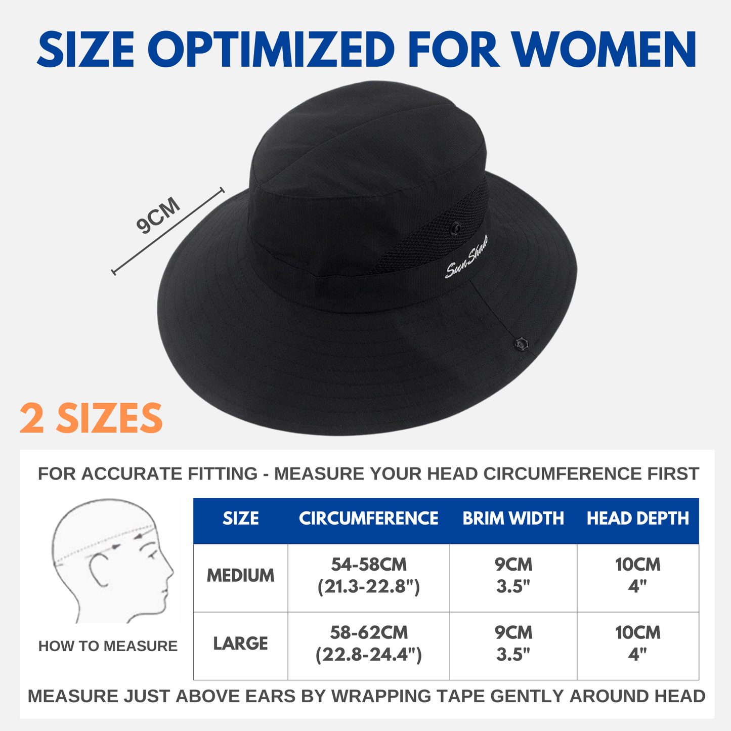 Wide Brim Sun Hat with Ponytail Hole – UV Protection