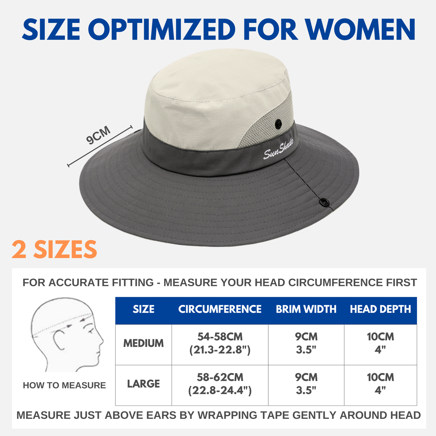 Wide Brim Sun Hat with Ponytail Hole – UV Protection