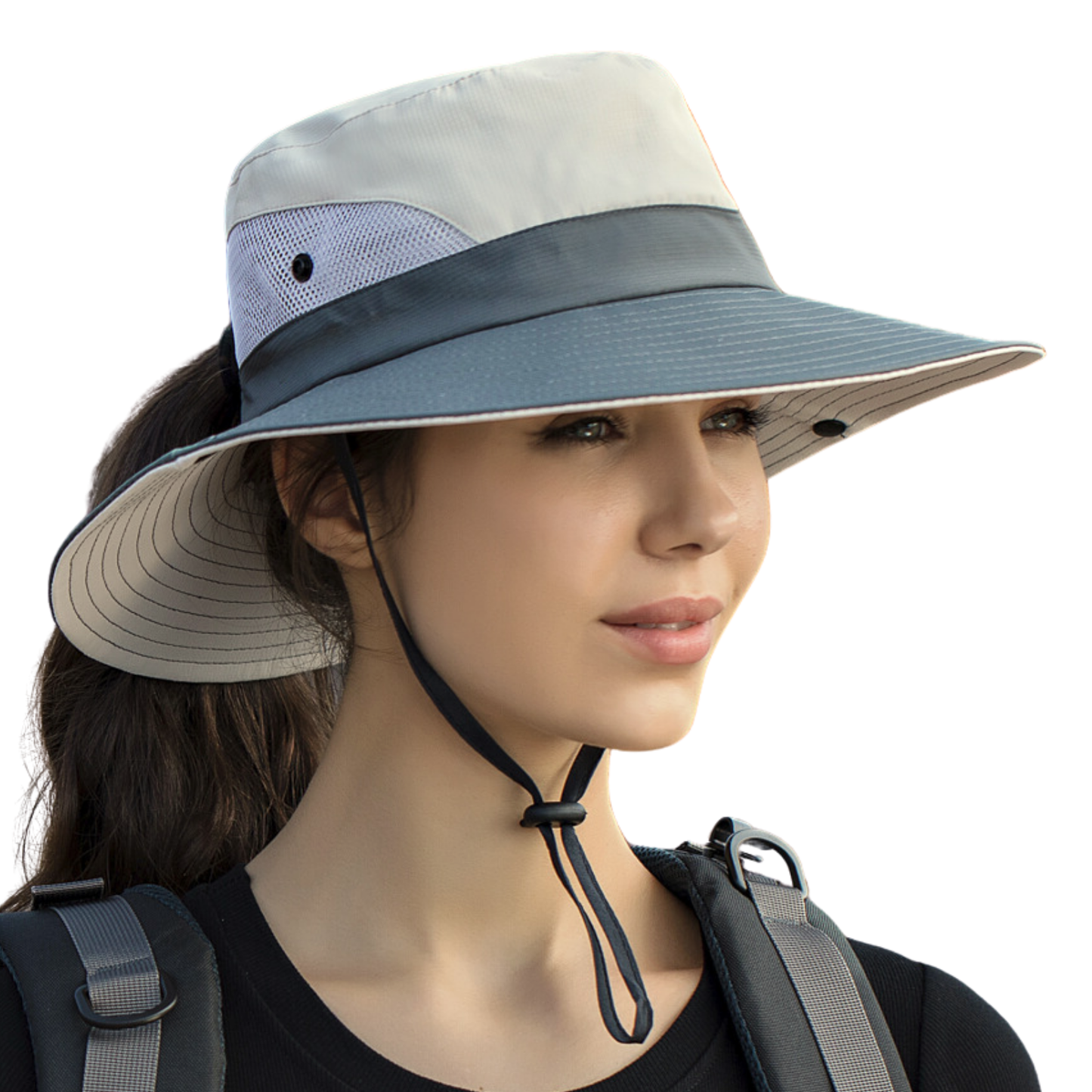 Wide Brim Sun Hat with Ponytail Hole – UV Protection