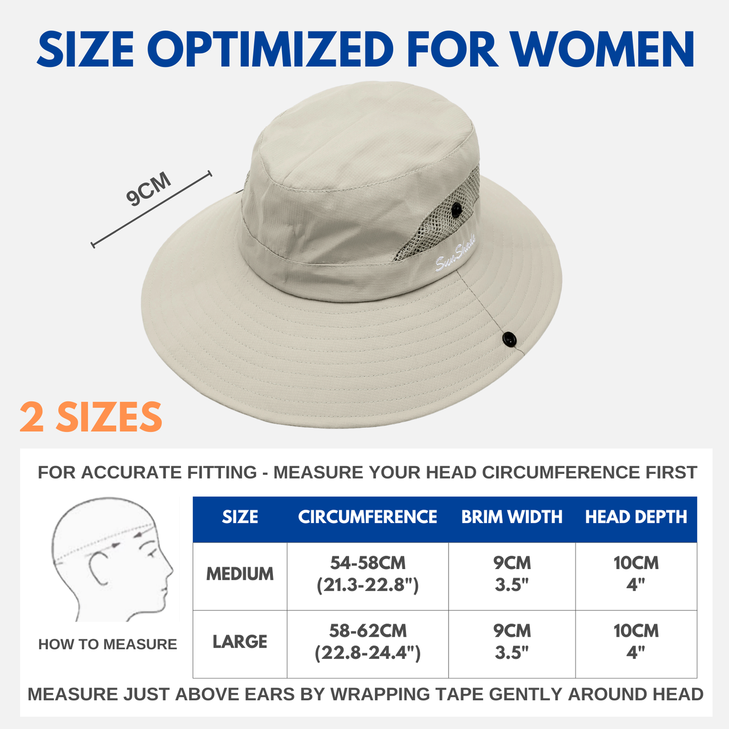 Wide Brim Sun Hat with Ponytail Hole – UV Protection