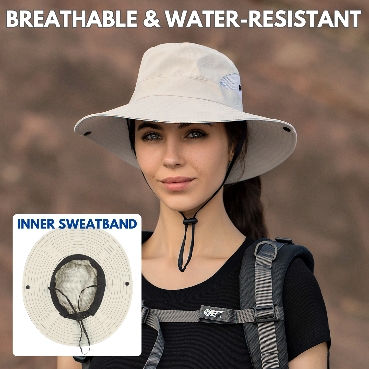 Wide Brim Sun Hat with Ponytail Hole – UV Protection