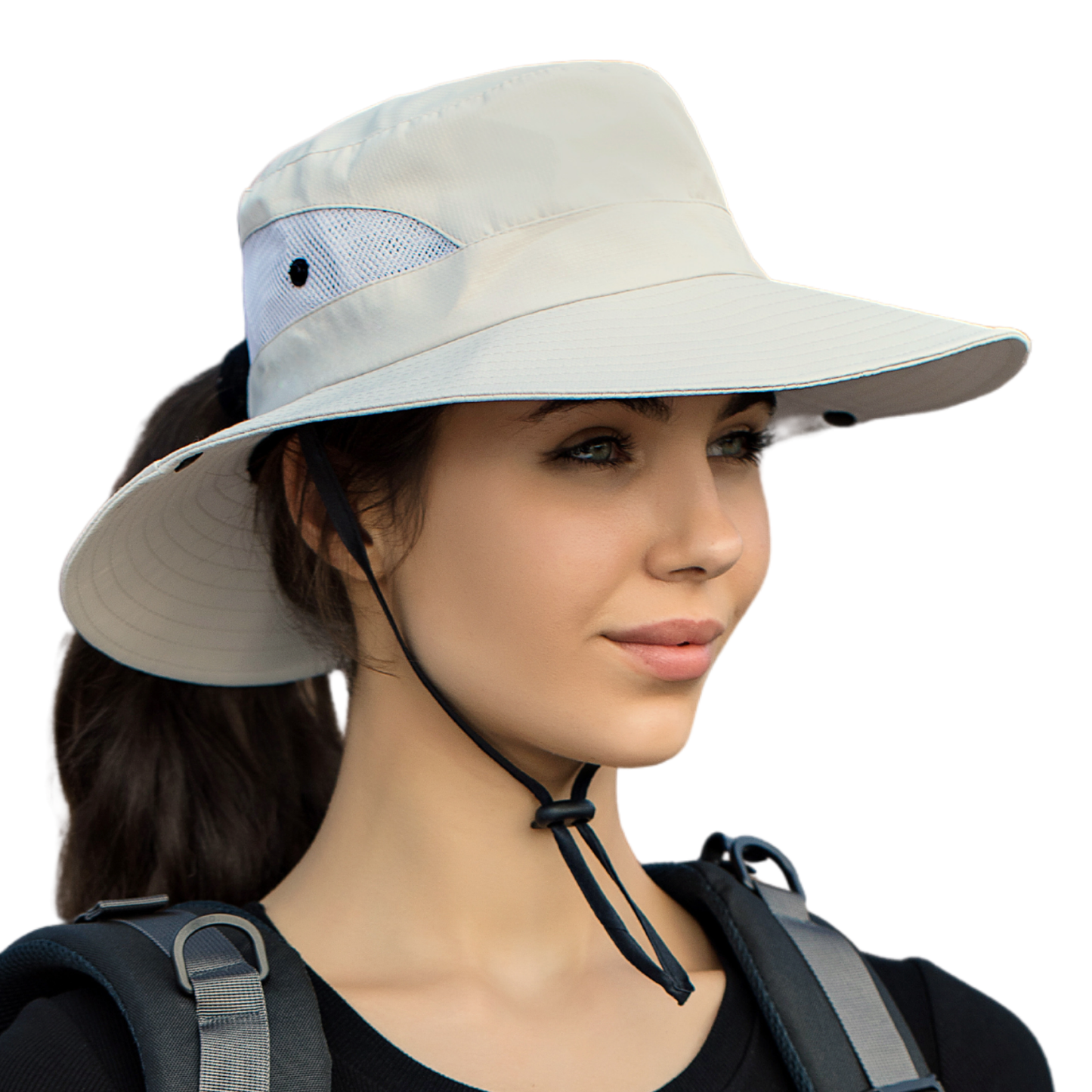 Wide Brim Sun Hat with Ponytail Hole – UV Protection