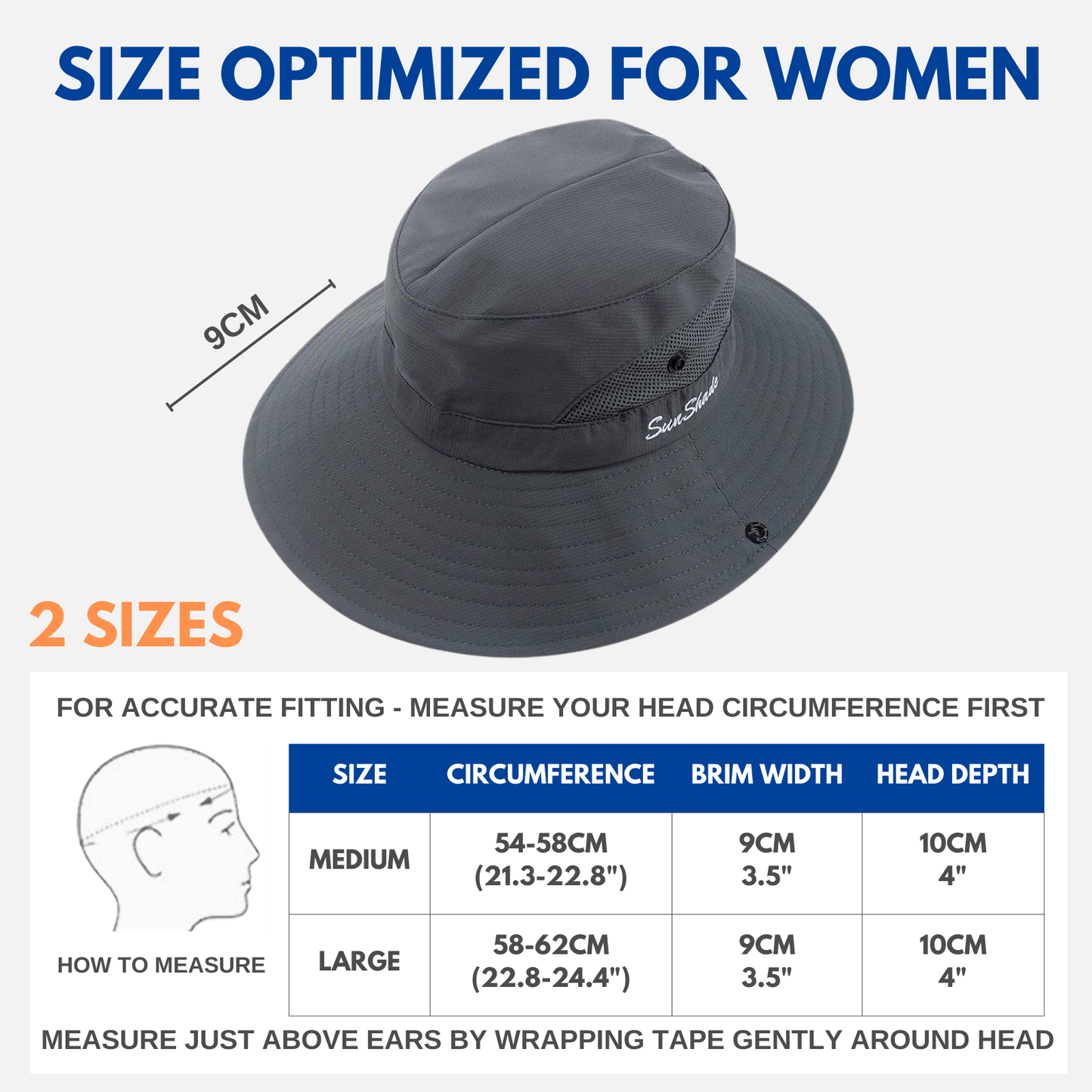 Wide Brim Sun Hat with Ponytail Hole – UV Protection