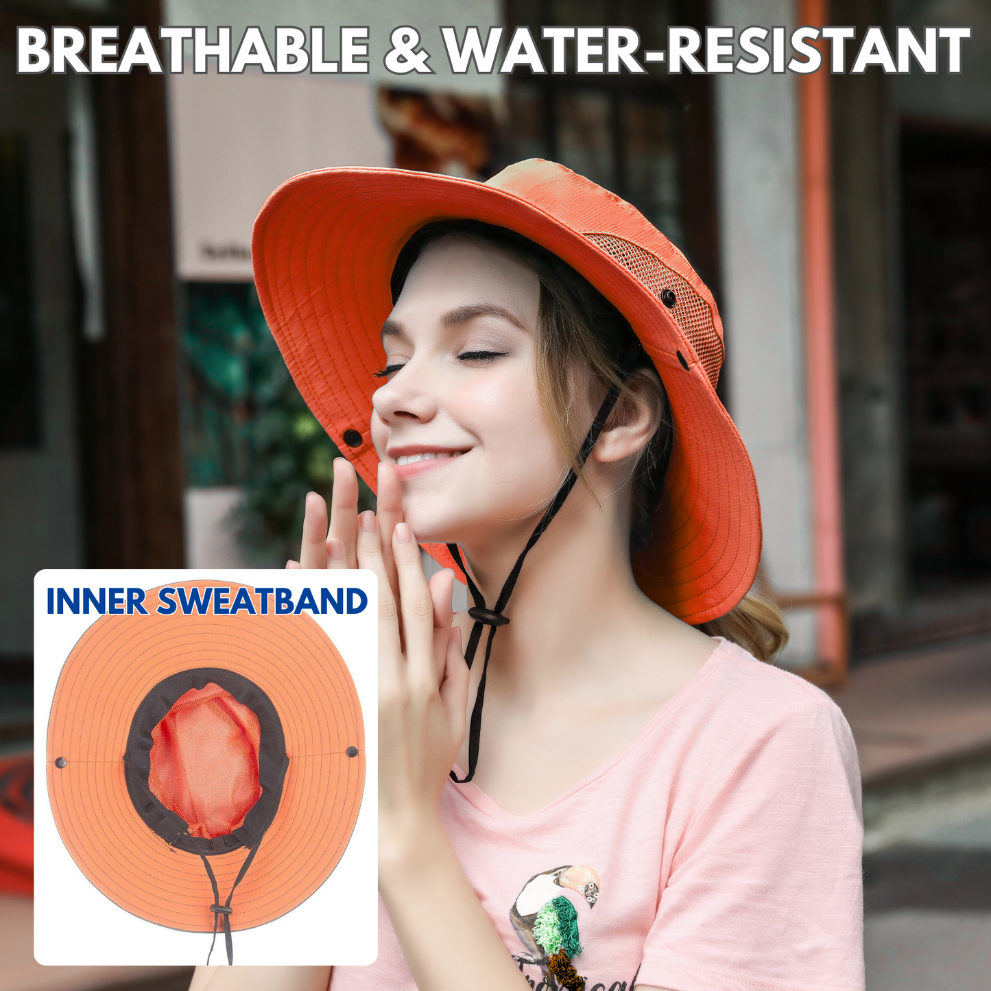 Wide Brim Sun Hat with Ponytail Hole – UV Protection