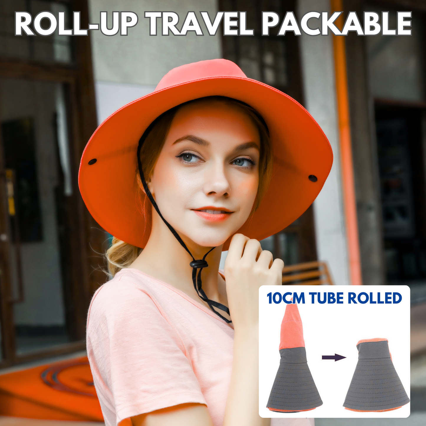 Wide Brim Sun Hat with Ponytail Hole – UV Protection