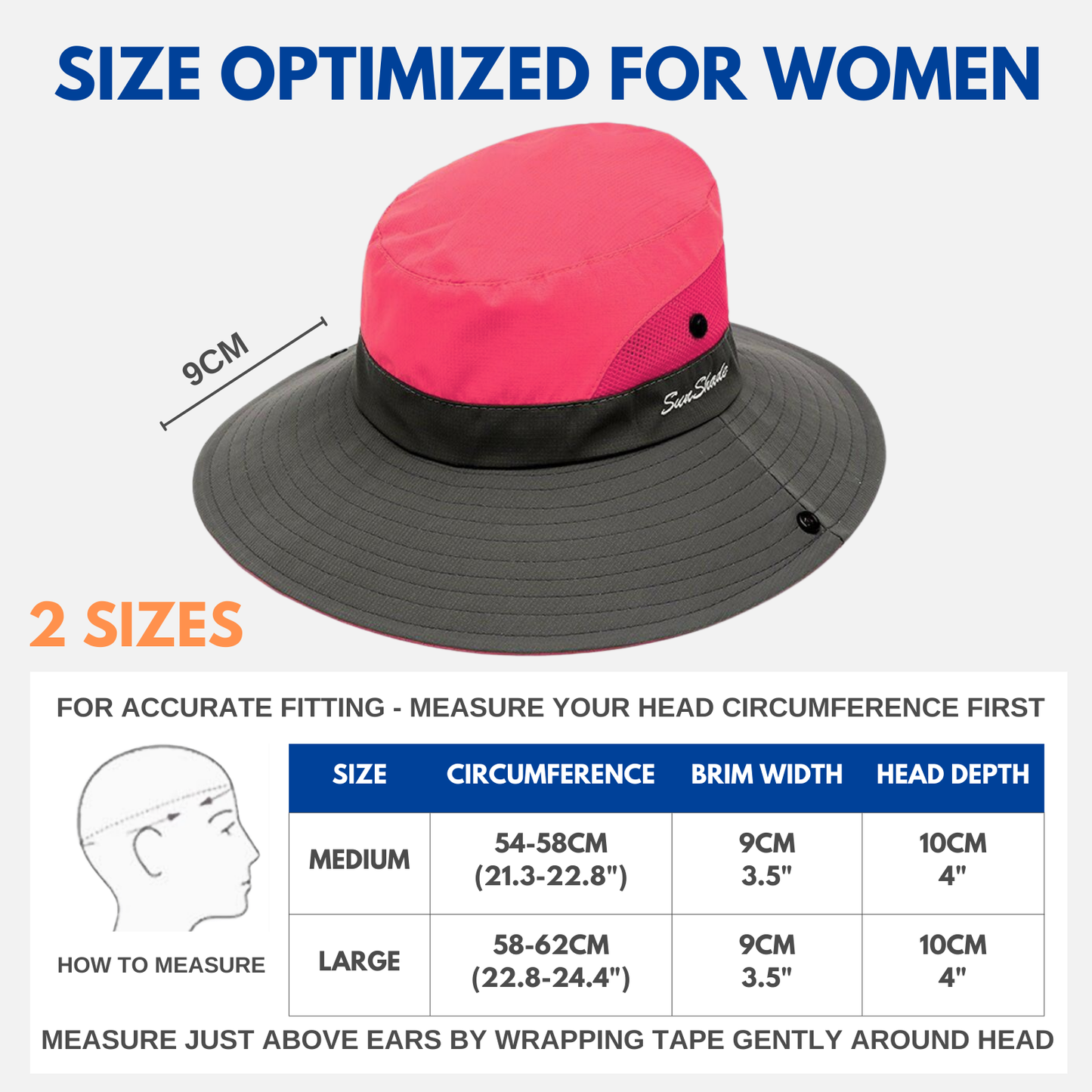 Wide Brim Sun Hat with Ponytail Hole – UV Protection