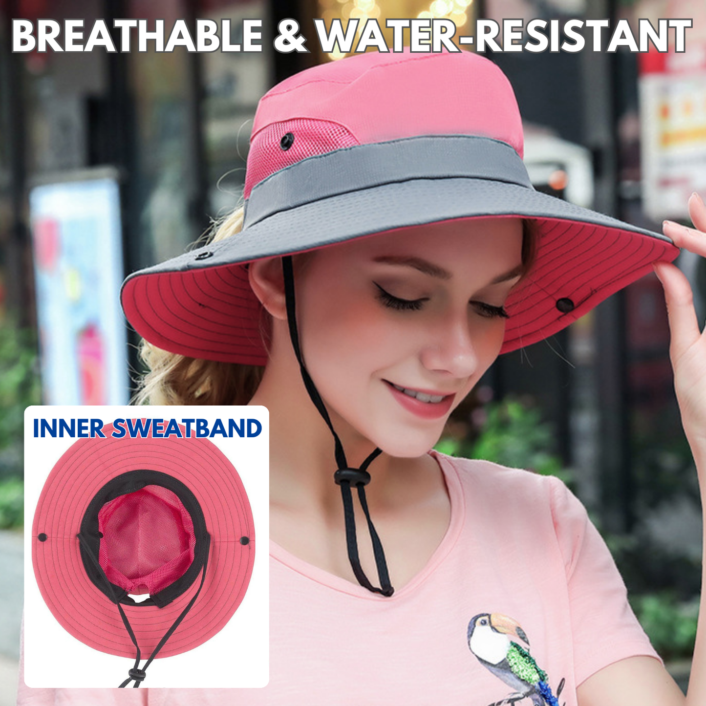 Wide Brim Sun Hat with Ponytail Hole – UV Protection