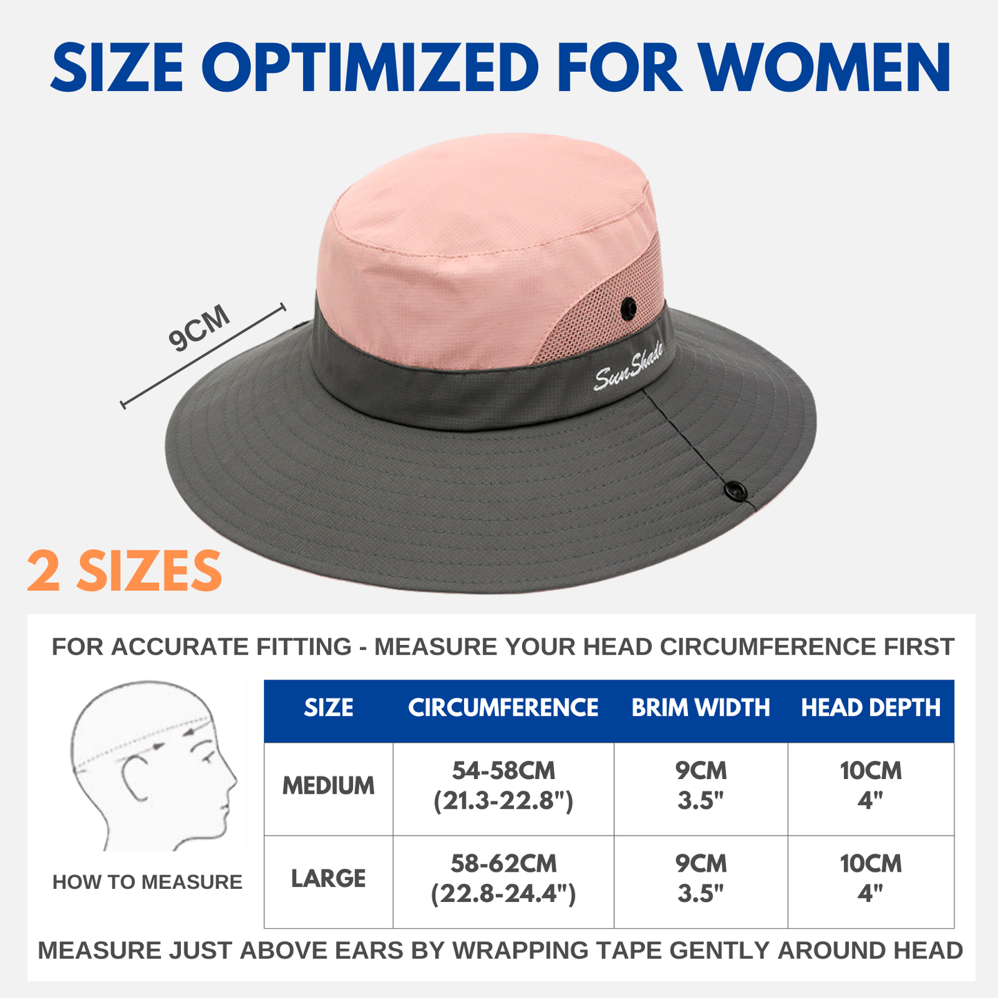 Wide Brim Sun Hat with Ponytail Hole – UV Protection