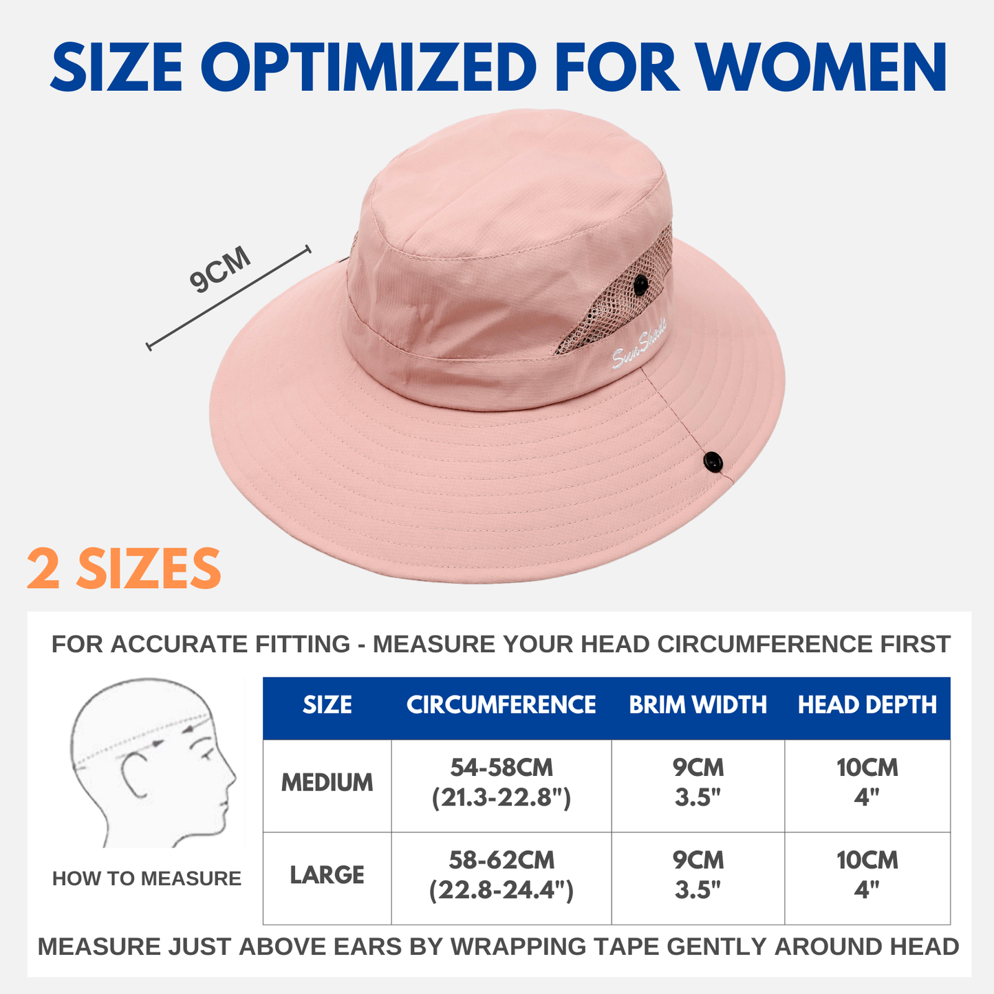 Wide Brim Sun Hat with Ponytail Hole – UV Protection