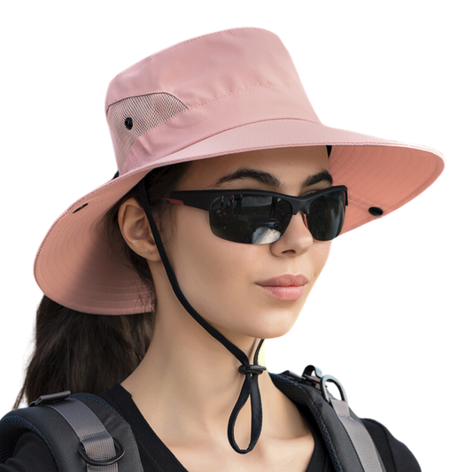 Wide Brim Sun Hat with Ponytail Hole – UV Protection